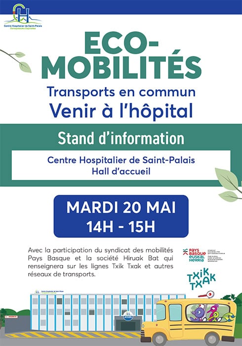 Ecomobilité pour venir à l’Hôpital : stand d’information mardi 20 mai Saint Palais